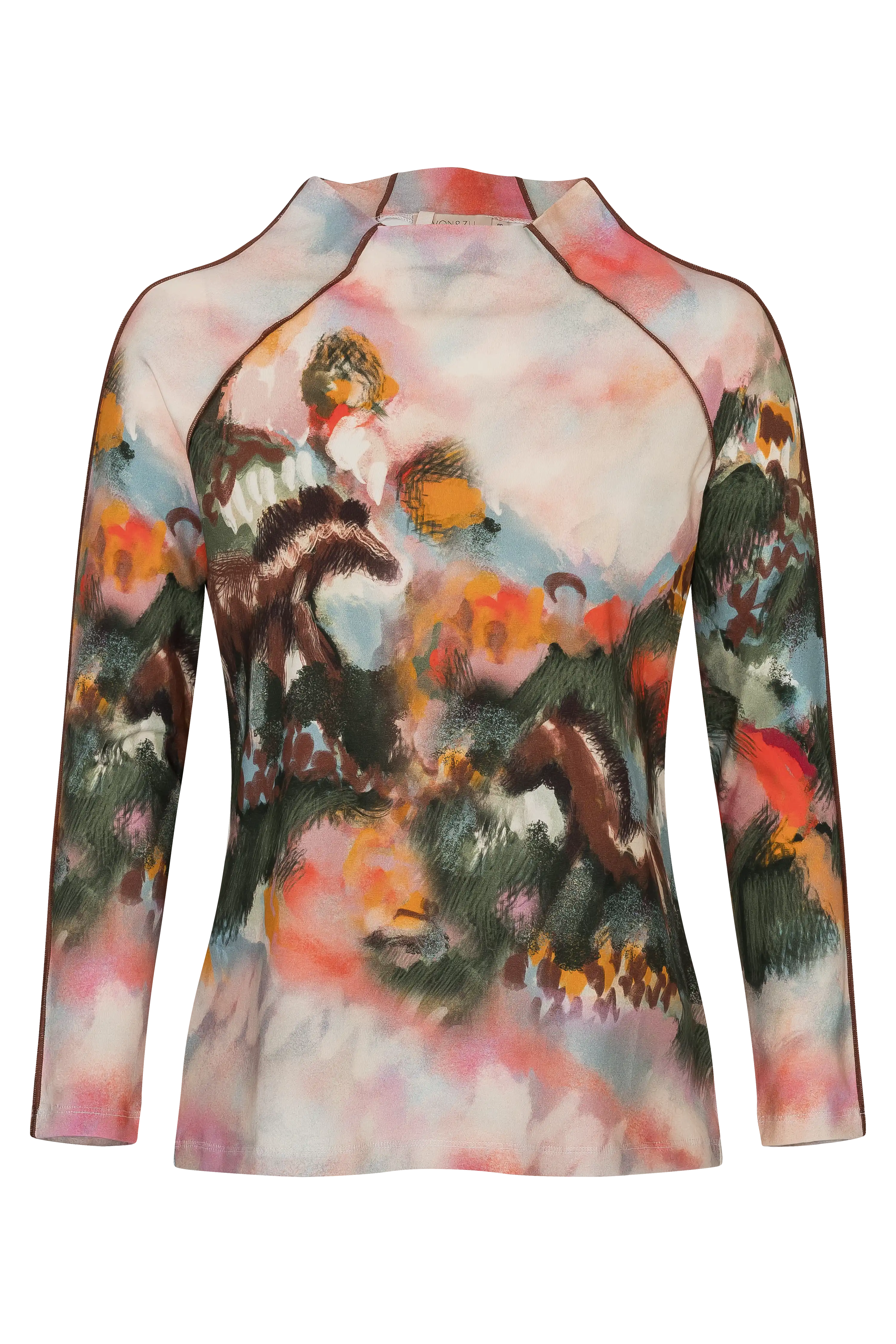 Stehkragenshirt mit Print VON&ZU