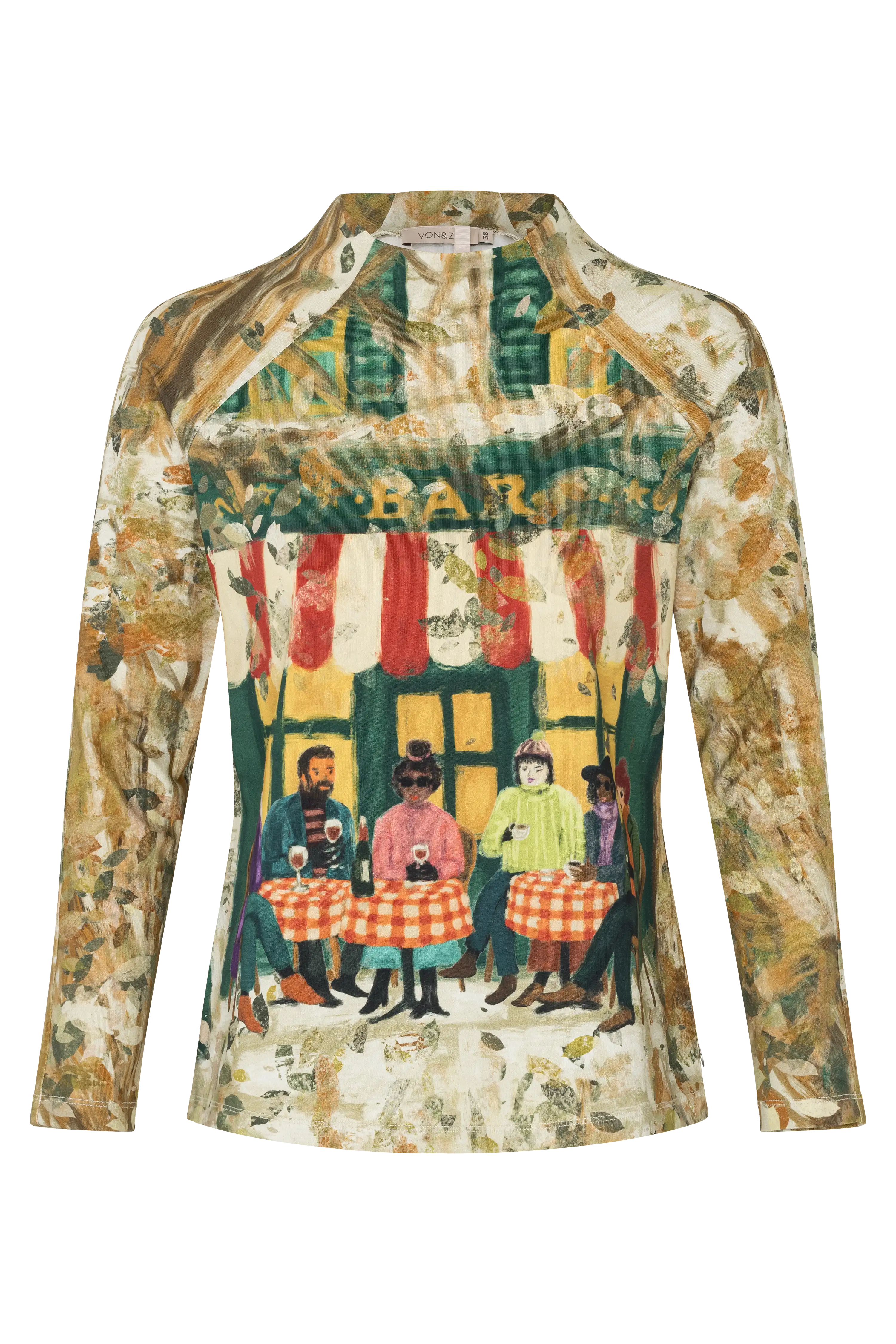 Stehkragenshirt mit Print VON&ZU