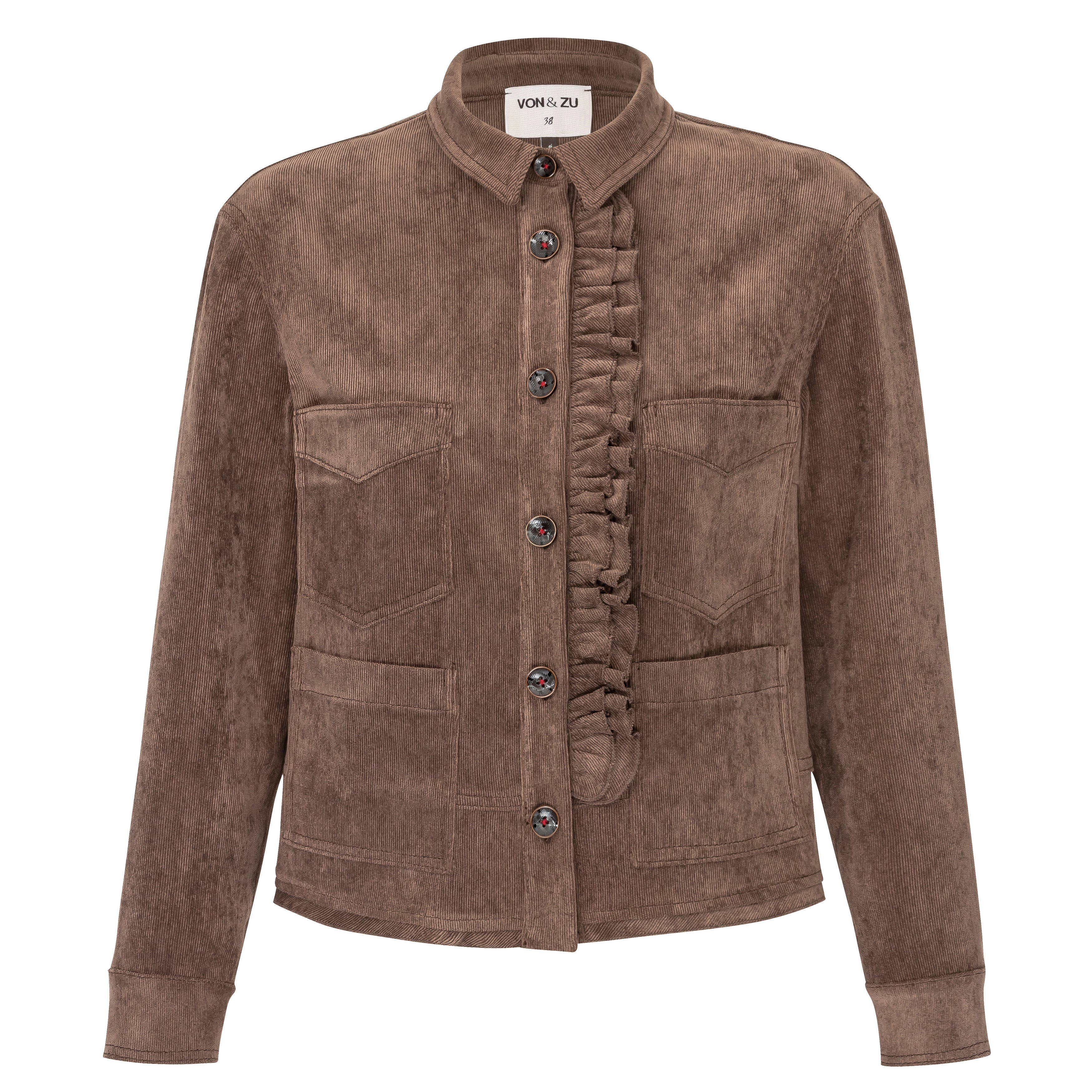 Cord shirt with ruffles