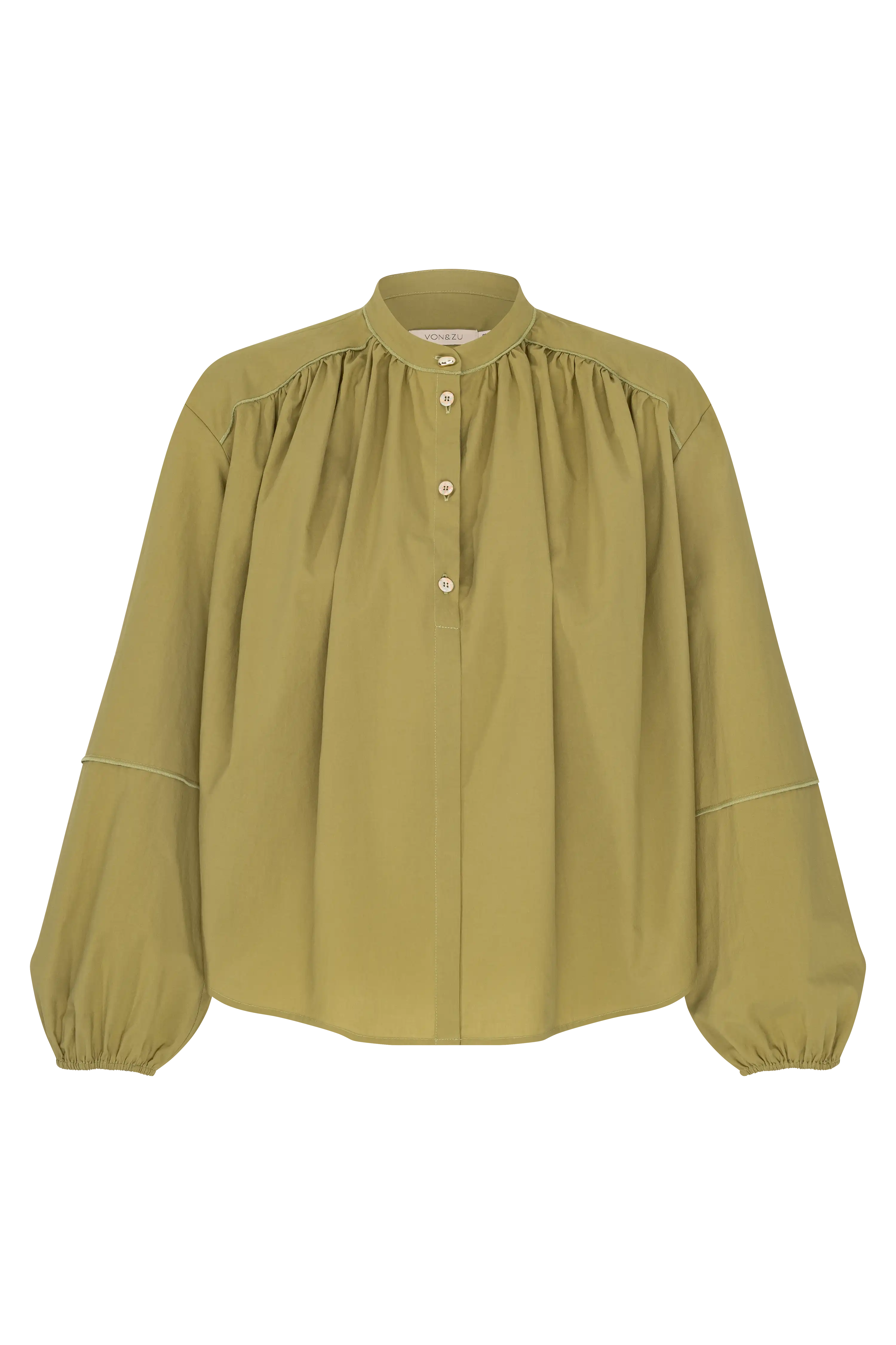 Popelinebluse mit Stehkragen