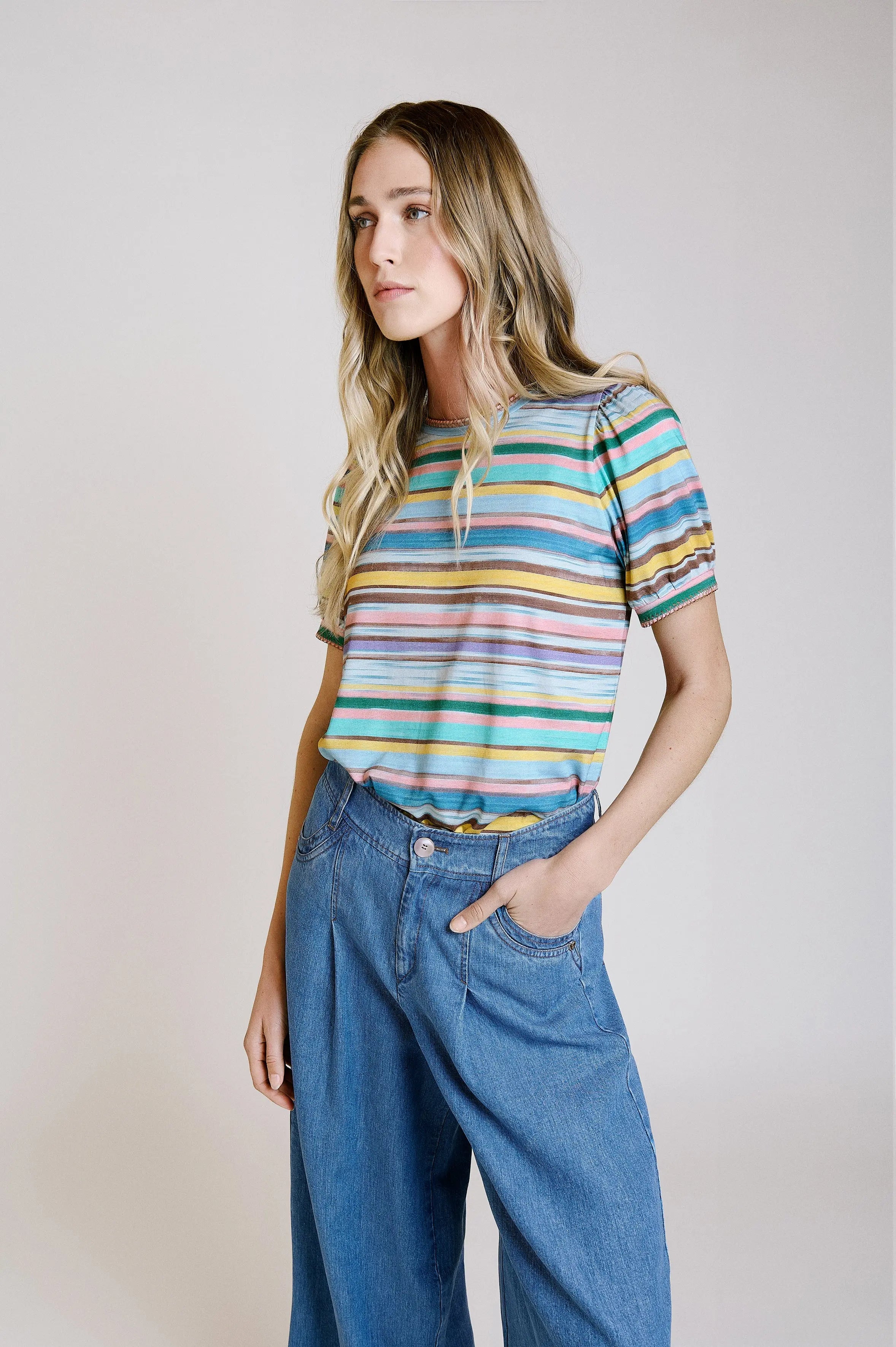 T-shirt mit Puffärmeln mit Print VON&ZU
