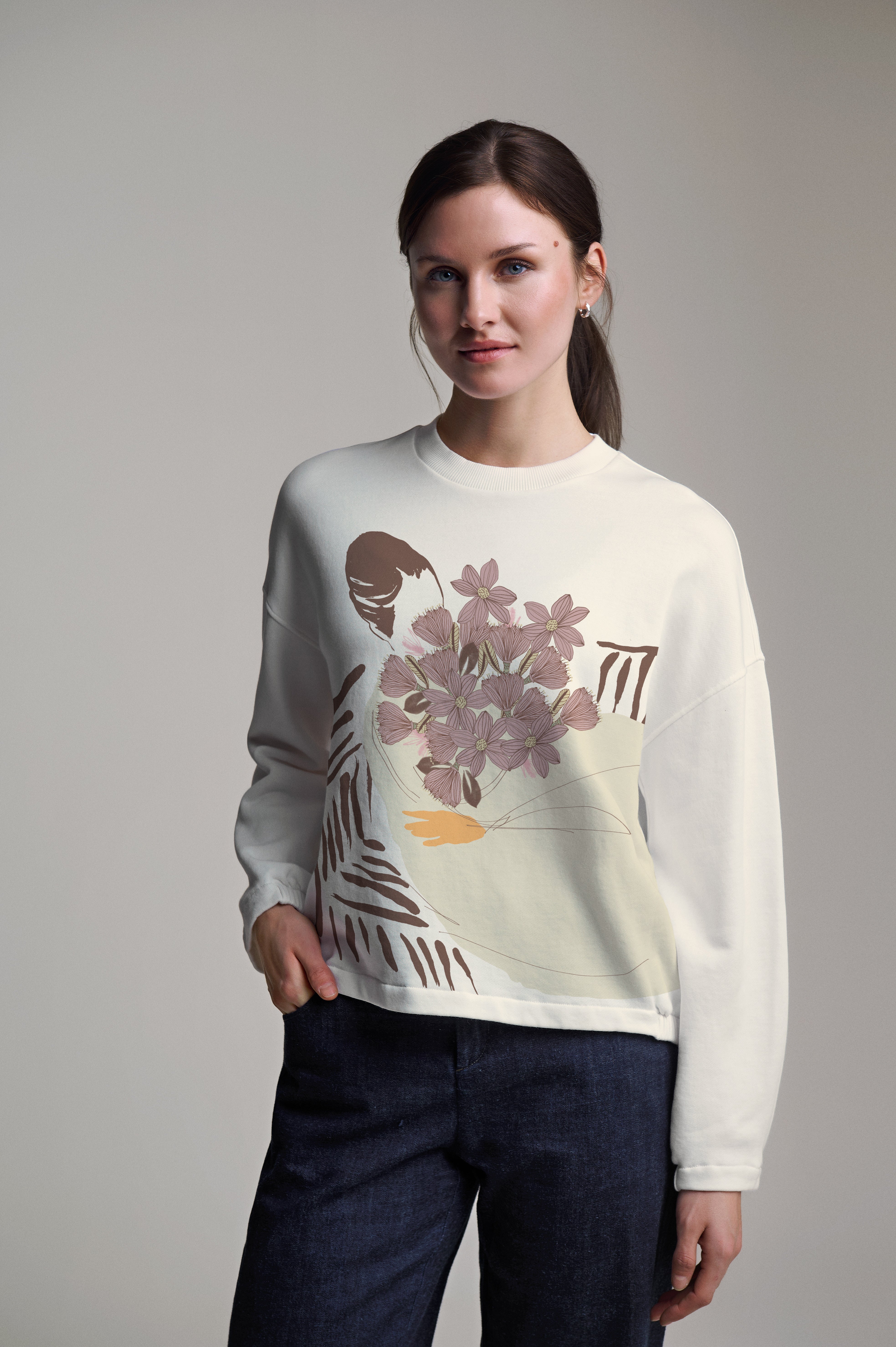 Sweatshirt met plaatsingsprint