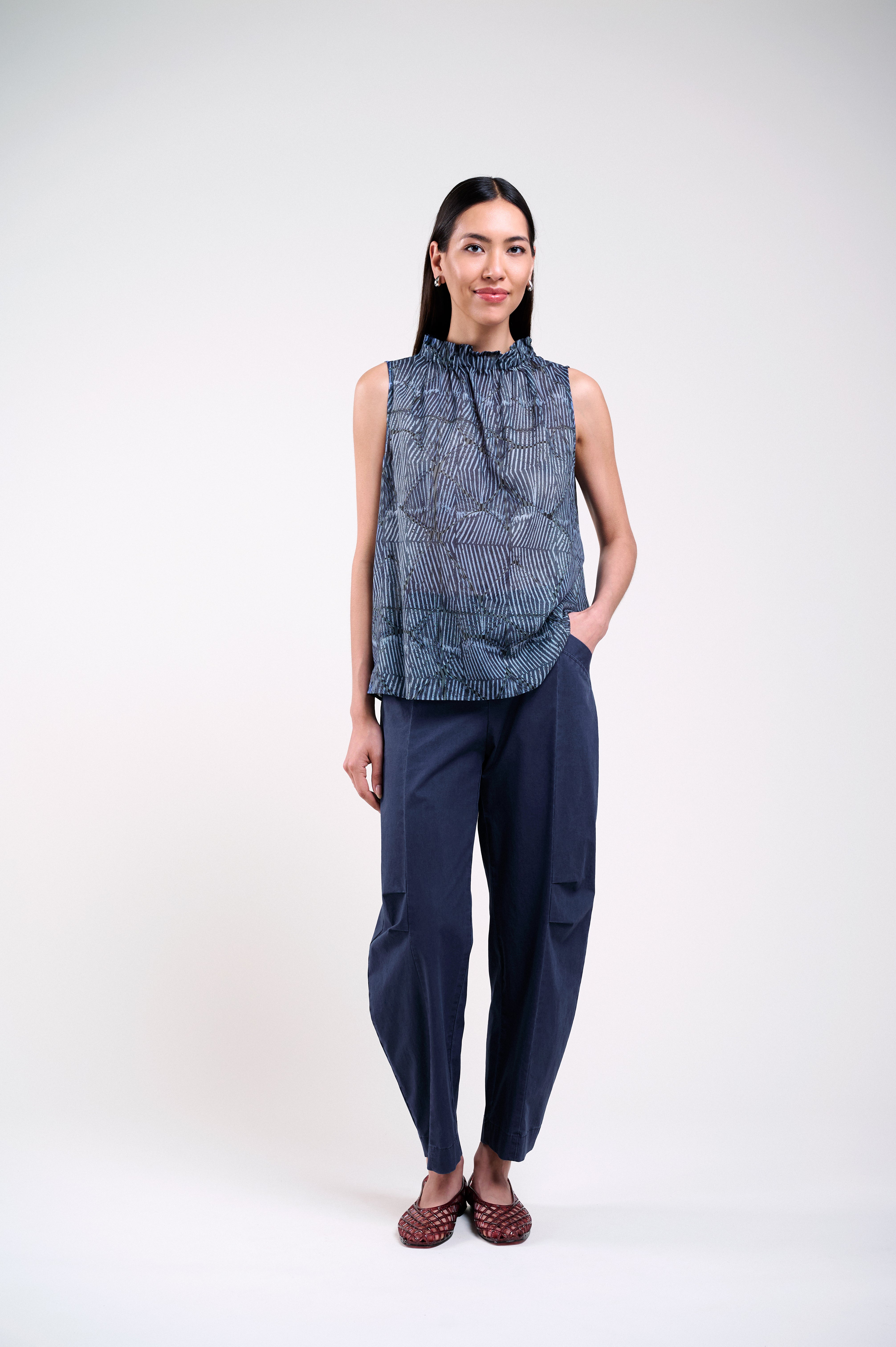 Rüschenbluse mit Print