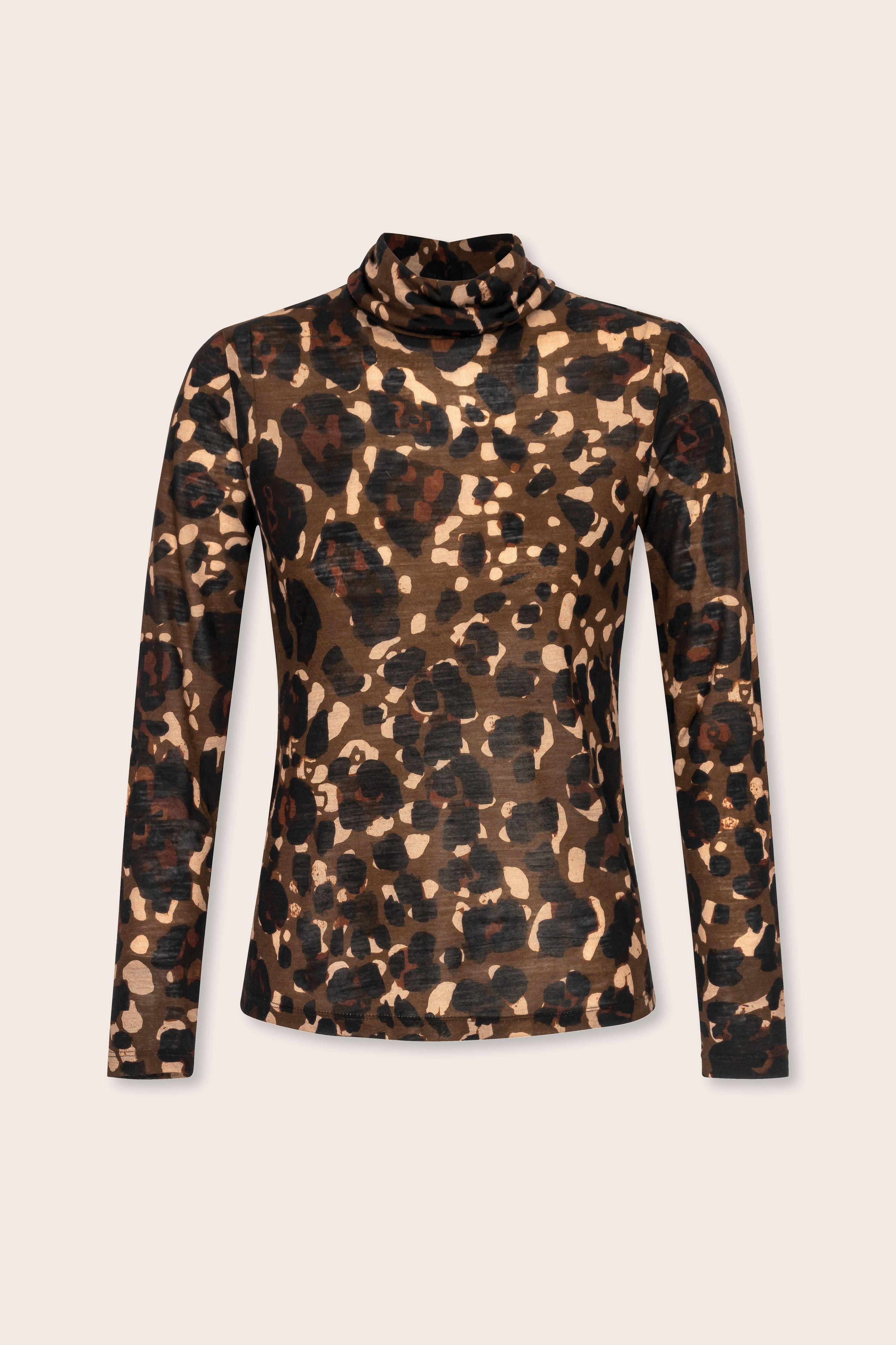 Turtleneck shirt with leopard print