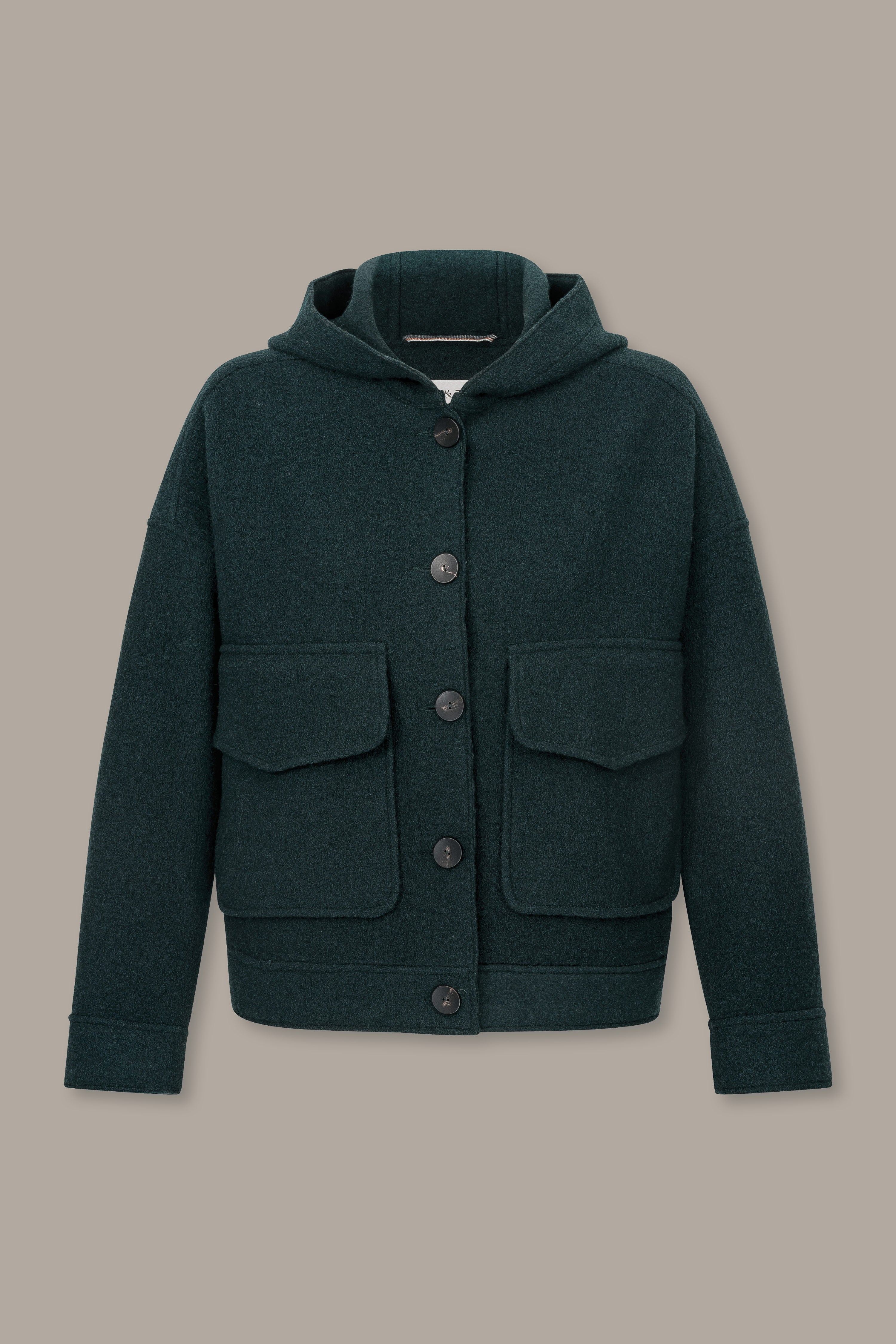 Wool jacket with a hood