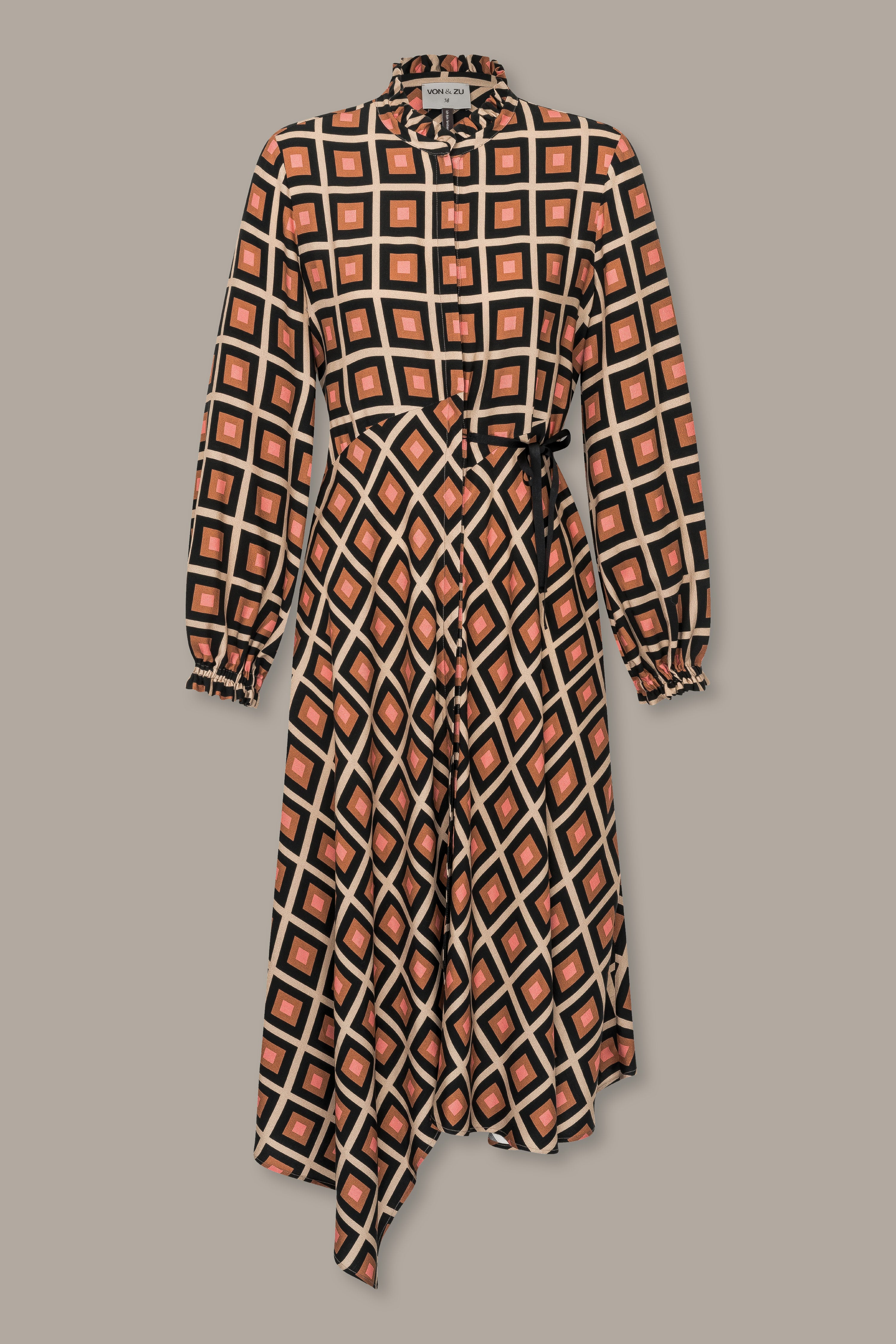 Asymmetrical check print dress