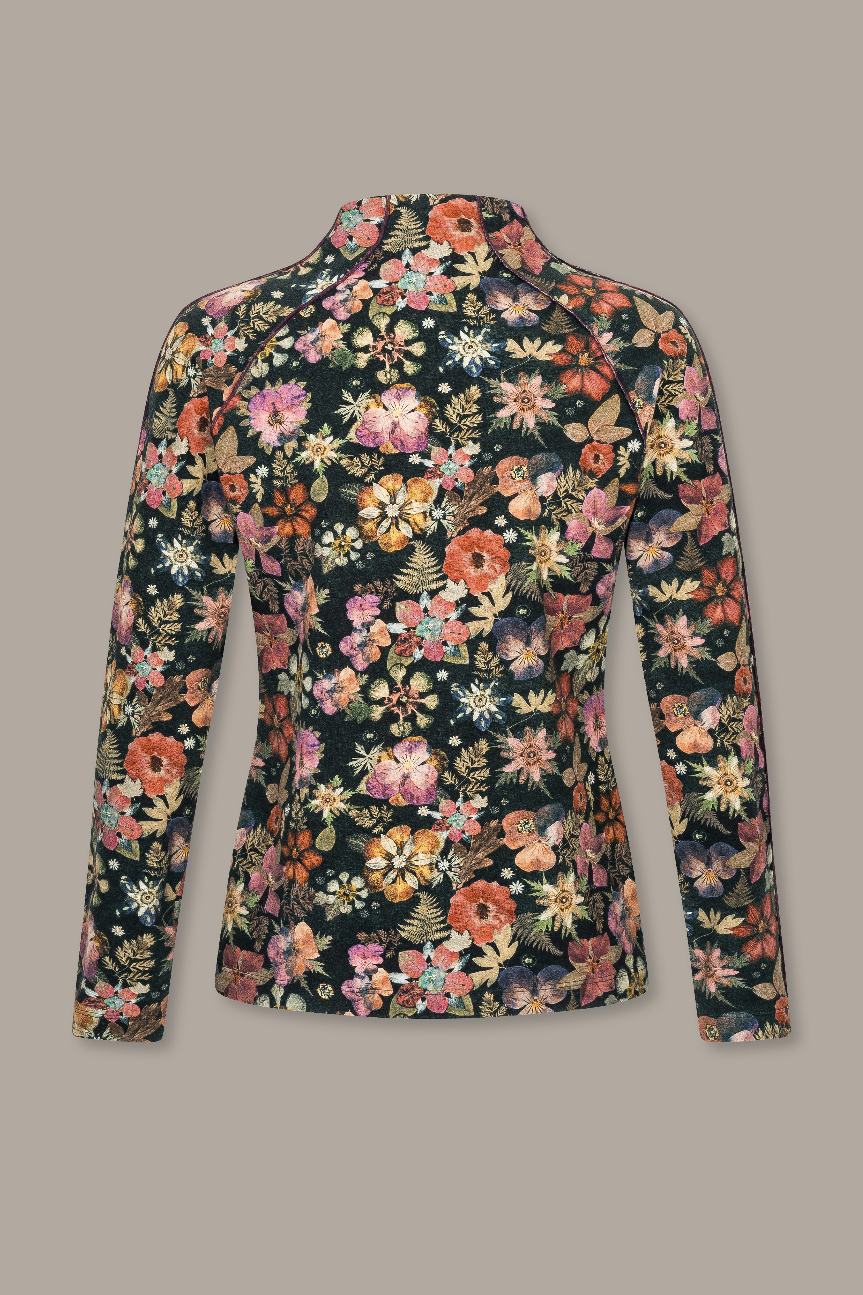 Stand-up collar shirt with a print