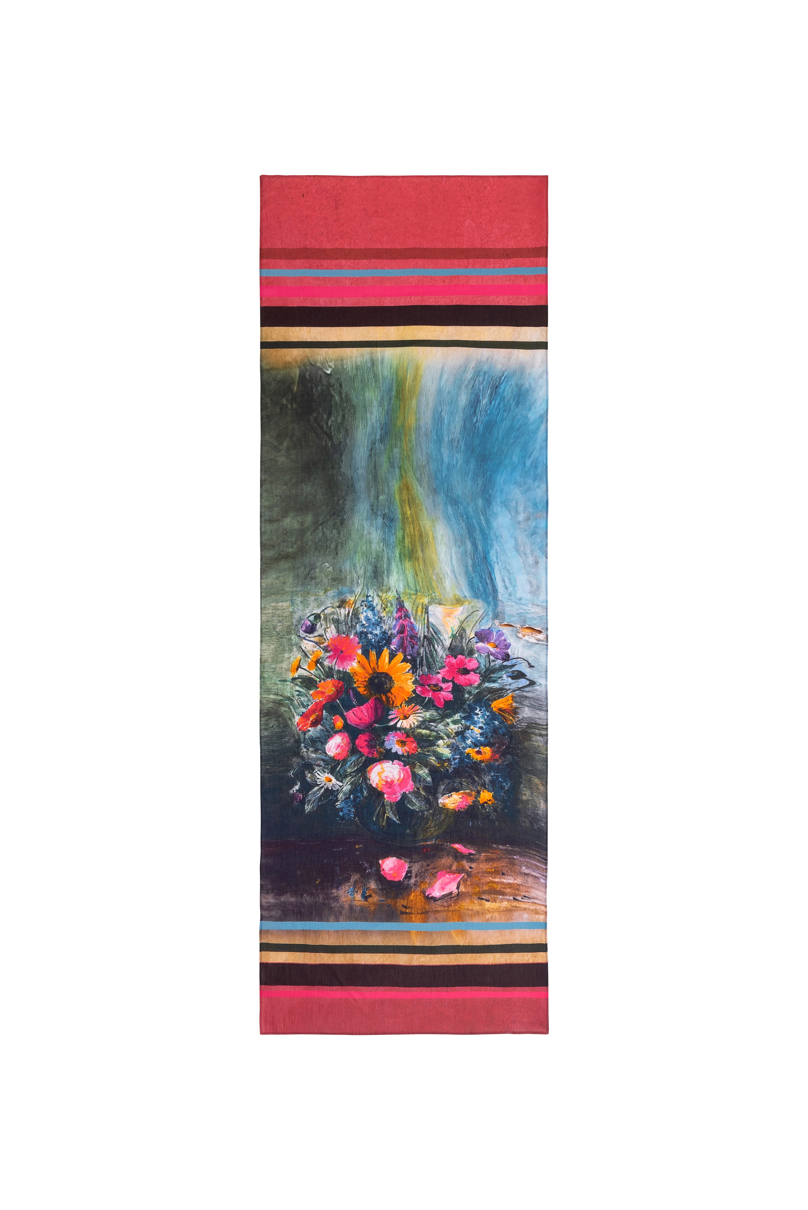 Modal scarf with floral bouquet print