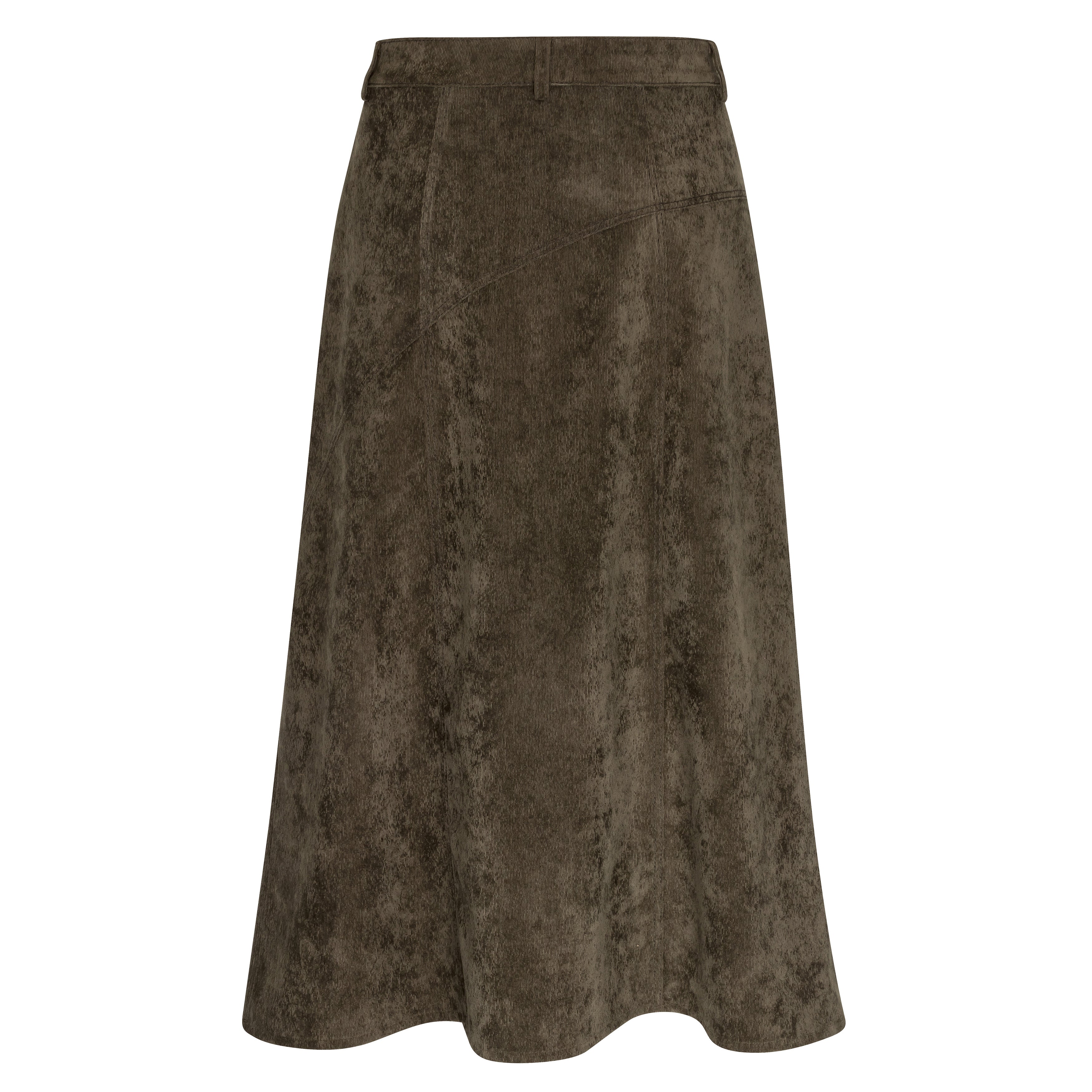 Cord skirt with sloping yoke